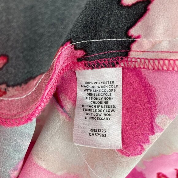 Halogen Blouse Womens 1 XL Pink Red Black Floral Long Sleeve V-Neck Pullover - Picture 10 of 11